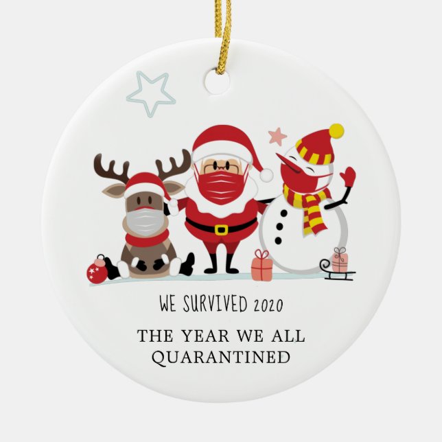 We Survived 2020 Year We Quarantined Commemorative Ceramic Tree Decoration (Front)