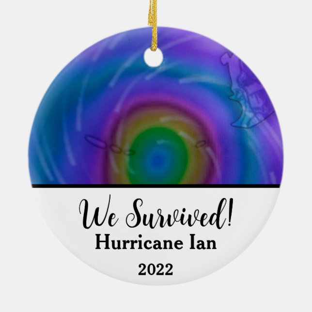 We Survived! Hurricane Ian 2022 Ceramic Tree Decoration (Back)