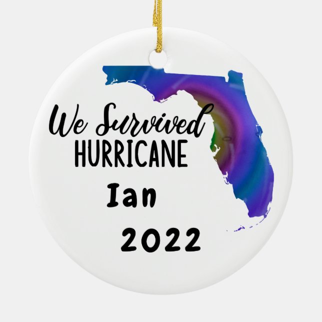 We Survived! Hurricane Ian Florida 2022 Ceramic Tree Decoration (Back)