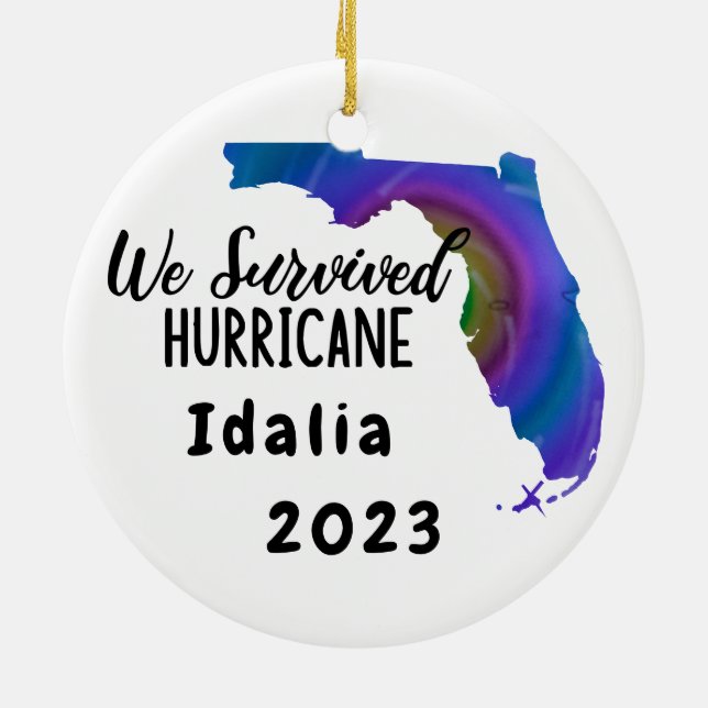 We Survived! Hurricane Idalia Florida 2023 Ceramic Tree Decoration (Back)
