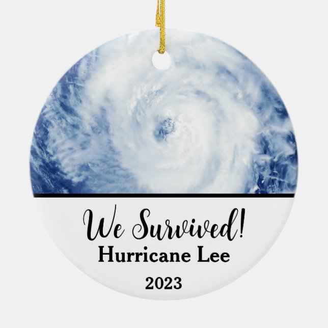 We Survived! Hurricane Lee 2023 Ceramic Tree Decoration (Back)
