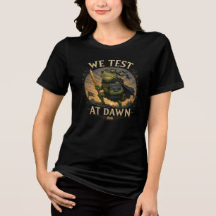 We Test At Dawn Funny School Frog Teacher Student Tri-Blend Shirt