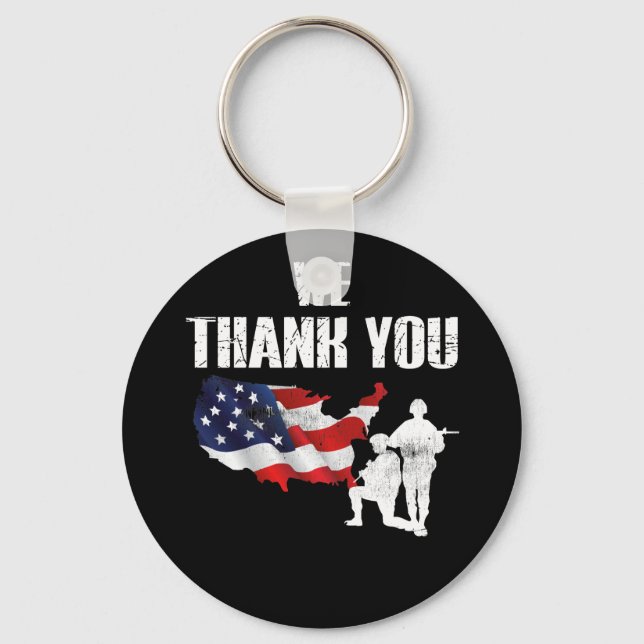 We Thank You Memorial Day Veteran Military Key Ring (Front)