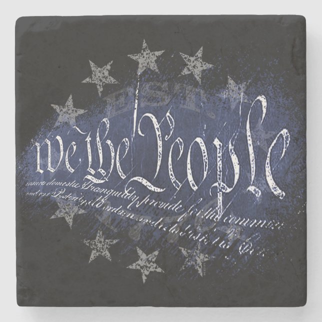 WE THE PEOPLE 13 Star American Flag 1776 Stone Coaster (Front)