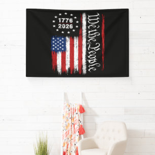 We The People 1776 2026 Patriotic Flag Banner