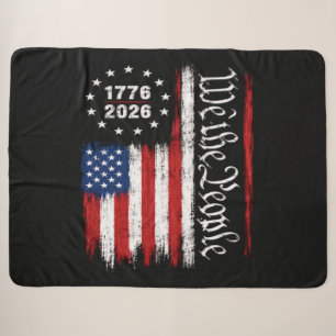 We The People 1776 2026 Patriotic Flag Sherpa Blanket