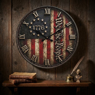 We the People 1776 Patriotic American Flag Large Clock