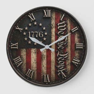 We the People 1776 Patriotic American Flag  Large Clock