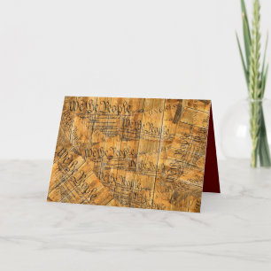 We The People American Constitution Rustic Wood Card
