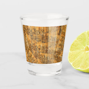 We The People American Constitution Rustic Wood Shot Glass