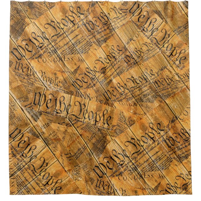 We The People American Constitution Rustic Wood Shower Curtain (Front)