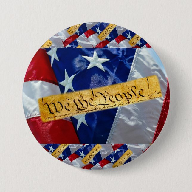 We The People American Flag 7.5 Cm Round Badge (Front)