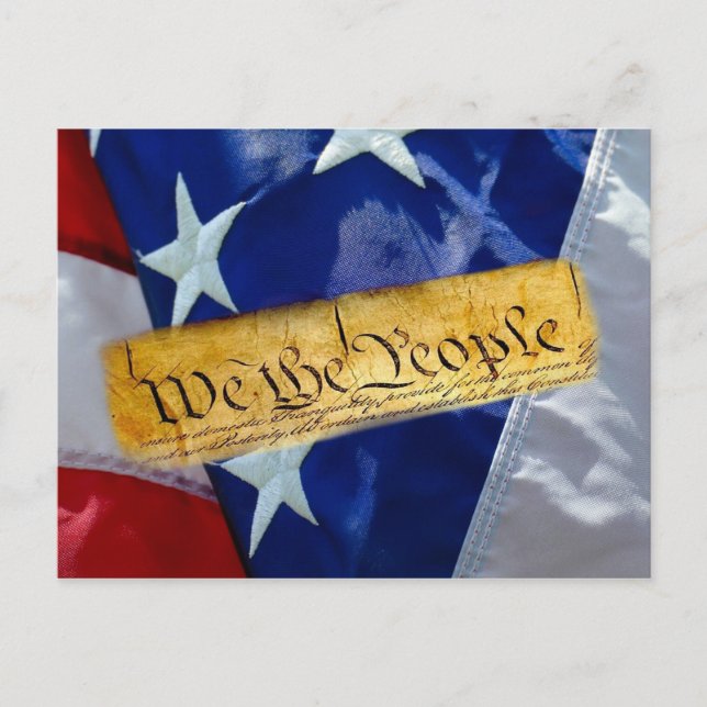 We The People American Flag Announcement Postcard (Front)