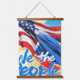 We The People American Flag Brushstroke Patrioti Hanging Tapestry