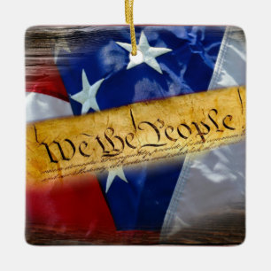 We The People American Flag Ceramic Ornament
