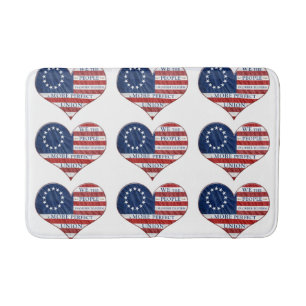 We The People American Flag Heart Bath Mat