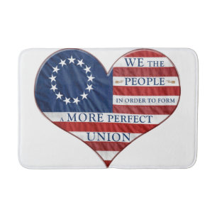 We The People American Flag Heart Bath Mat
