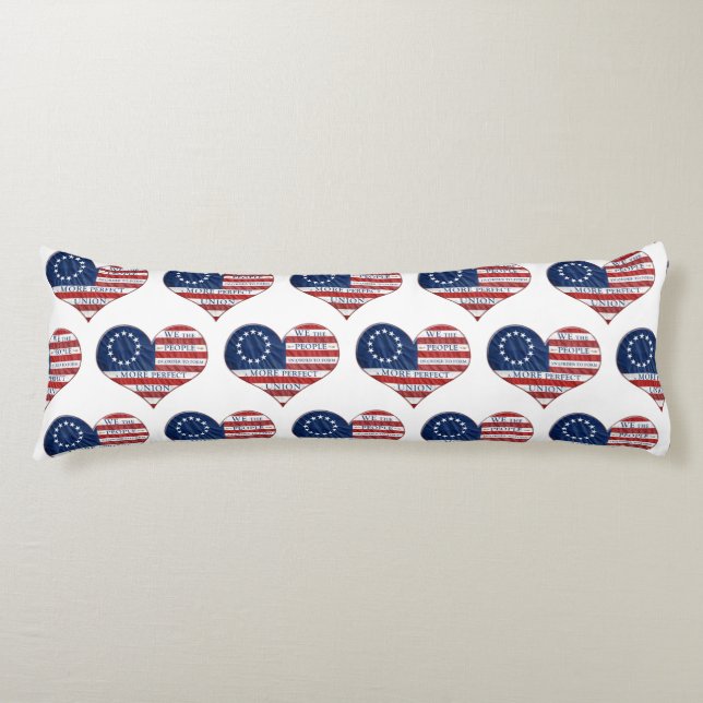 We The People American Flag Heart Body Cushion (Front)