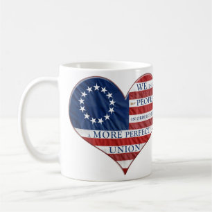 We The People American Flag Heart Coffee Mug