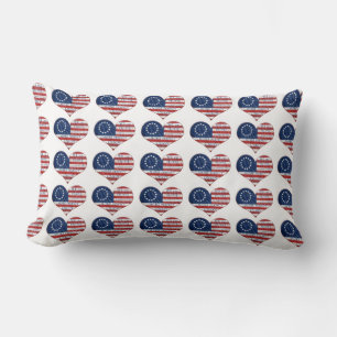 We The People American Flag Heart Lumbar Cushion