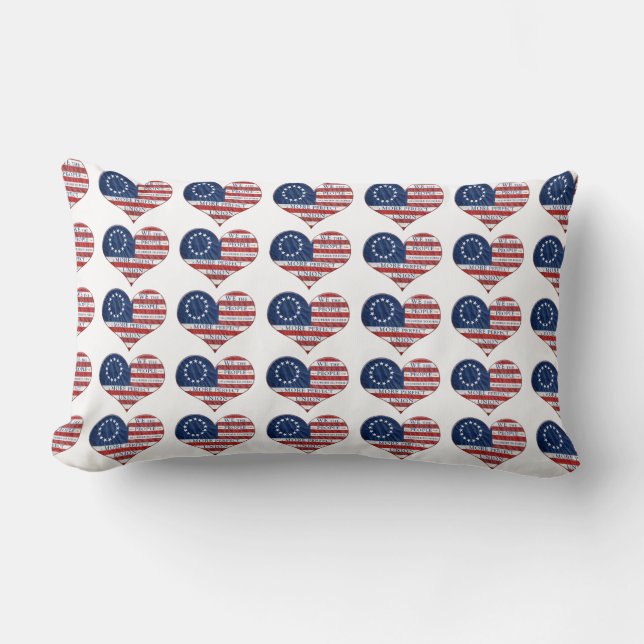 We The People American Flag Heart Lumbar Cushion (Front)