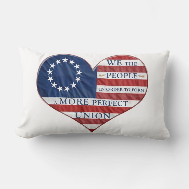 We The People American Flag Heart Lumbar Cushion (Front)