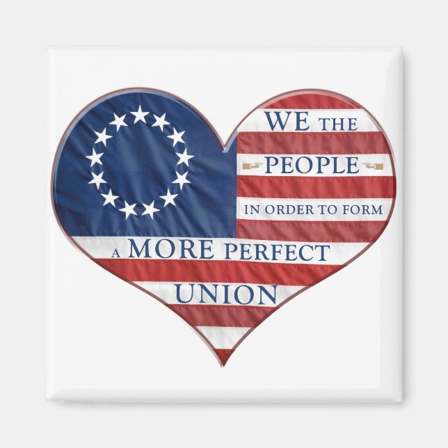We The People American Flag Heart Magnet (Front)