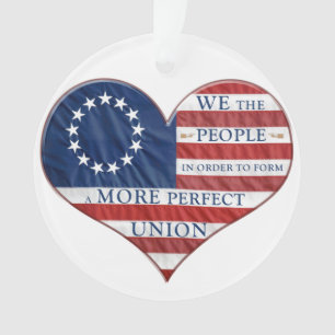 We The People American Flag Heart Ornament