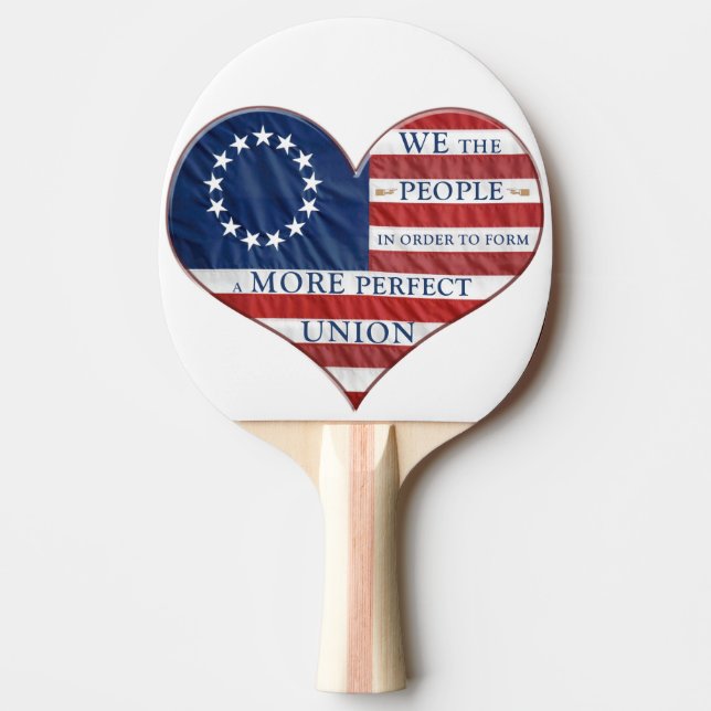 We The People American Flag Heart Ping Pong Paddle (Front)