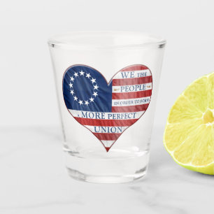 We The People American Flag Heart Shot Glass