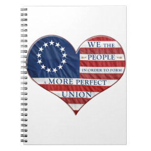 We The People American Flag Heart Spiral Notebook