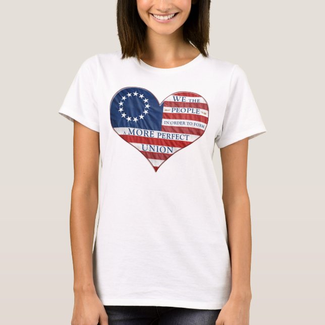 We The People American Flag Heart T-Shirt (Front)