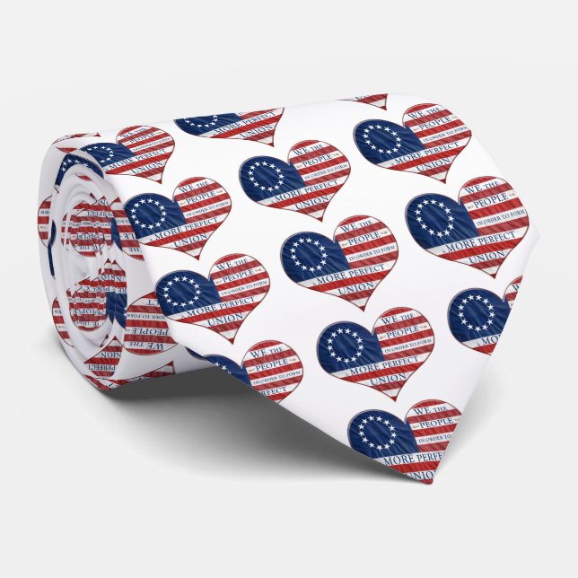 We The People American Flag Heart Tie (Rolled)