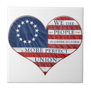 We The People American Flag Heart Tile