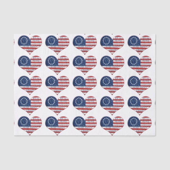We The People American Flag Heart Tissue Paper (Front)