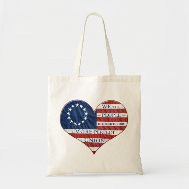 We The People American Flag Heart Tote Bag (Front)