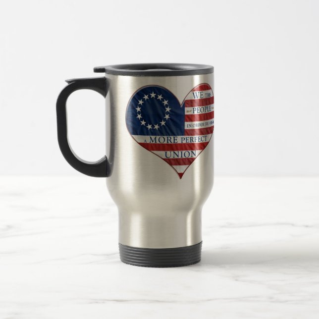 We The People American Flag Heart Travel Mug (Left)