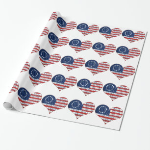We The People American Flag Heart Wrapping Paper