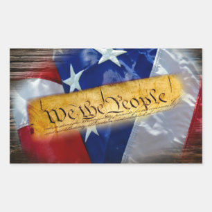 We The People American Flag Rectangular Sticker