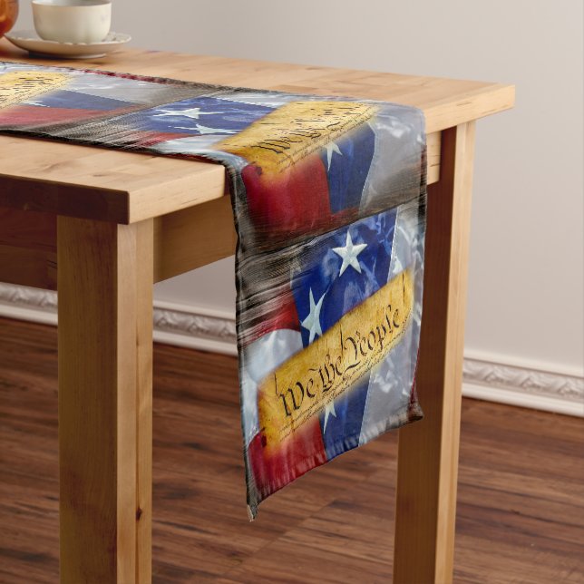 We The People American Flag Short Table Runner (In Situ)