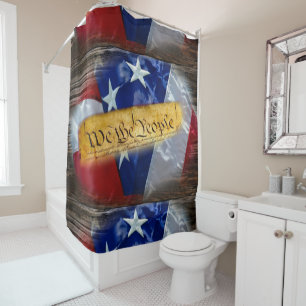 We The People American Flag Shower Curtain
