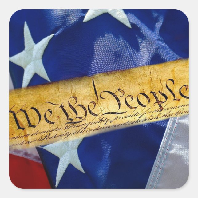 We The People American Flag Square Sticker (Front)