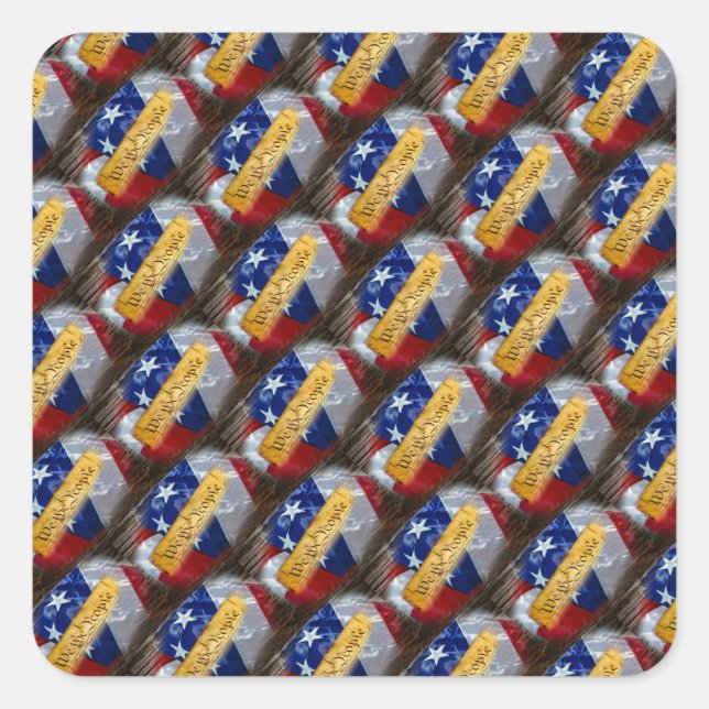 We The People American Flag Square Sticker (Front)