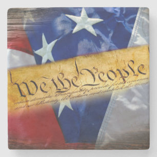 We The People American Flag Stone Coaster