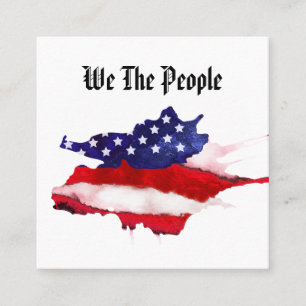 *~* We The People American Flag Watercolor Square Business Card