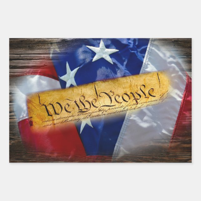 We The People American Flag Wrapping Paper Sheet (Front)