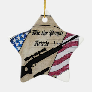 ( We The People ) Article 1 2nd Amendment Guns and Ceramic Tree Decoration