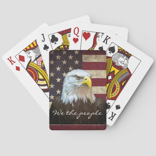 We The People Bald Eagle with Flag  Playing Cards (Back)