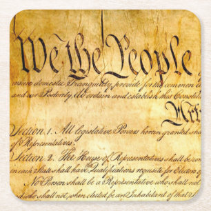We the People - Constituion Square Paper Coaster