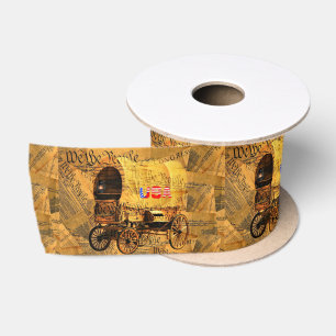 We The People Constitution Covered Wagon USA Satin Ribbon
